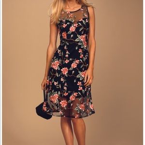 Lulus Headliner Black Embroidered Sleeveless Midi Dress